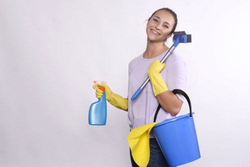 Professional carpet cleaning equipment in a business space